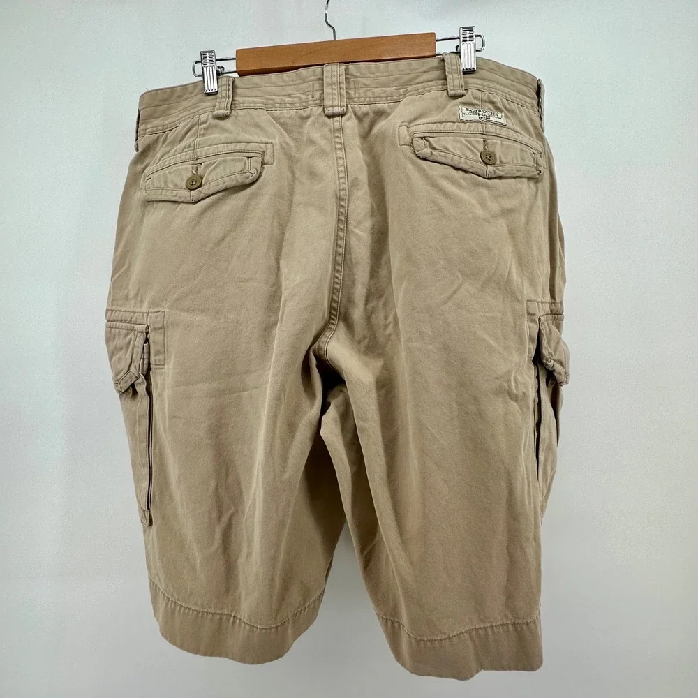 VTG Polo Ralph Lauren‎ Mens 42L Cargo Shorts Paratrooper Utility Chino Tan